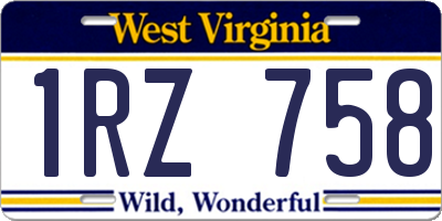 WV license plate 1RZ758