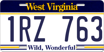 WV license plate 1RZ763