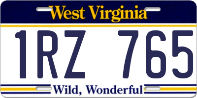 WV license plate 1RZ765