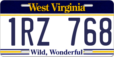 WV license plate 1RZ768