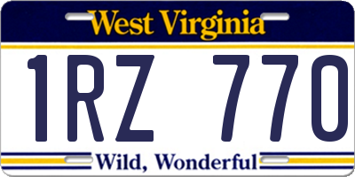 WV license plate 1RZ770