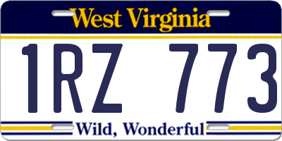 WV license plate 1RZ773