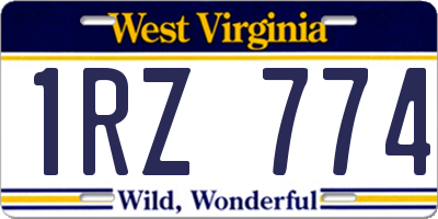 WV license plate 1RZ774