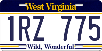 WV license plate 1RZ775