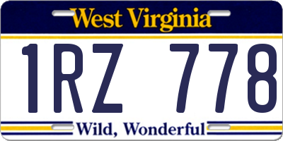 WV license plate 1RZ778