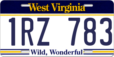 WV license plate 1RZ783