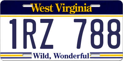 WV license plate 1RZ788