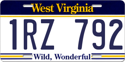WV license plate 1RZ792