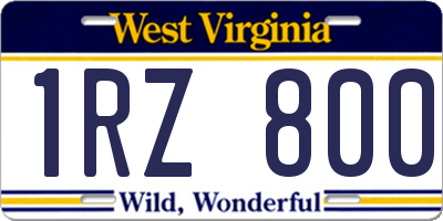 WV license plate 1RZ800