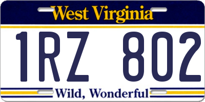 WV license plate 1RZ802