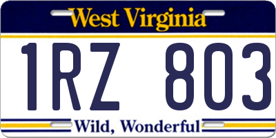 WV license plate 1RZ803