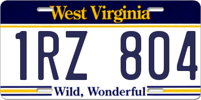 WV license plate 1RZ804