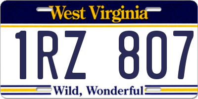WV license plate 1RZ807