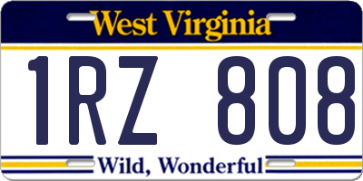 WV license plate 1RZ808