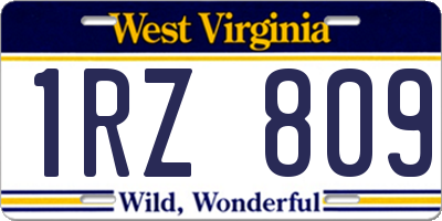 WV license plate 1RZ809