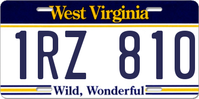 WV license plate 1RZ810