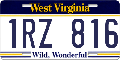 WV license plate 1RZ816