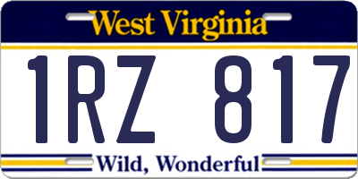 WV license plate 1RZ817