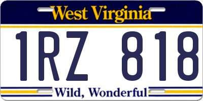 WV license plate 1RZ818