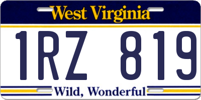 WV license plate 1RZ819