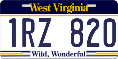 WV license plate 1RZ820