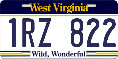 WV license plate 1RZ822