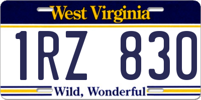 WV license plate 1RZ830
