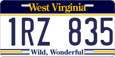 WV license plate 1RZ835