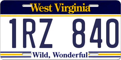 WV license plate 1RZ840