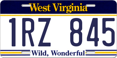 WV license plate 1RZ845