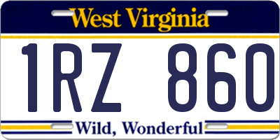 WV license plate 1RZ860