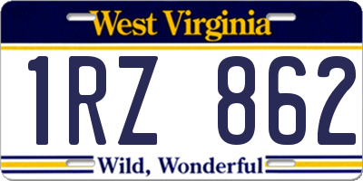 WV license plate 1RZ862
