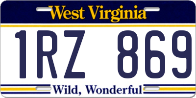 WV license plate 1RZ869