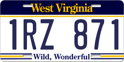 WV license plate 1RZ871