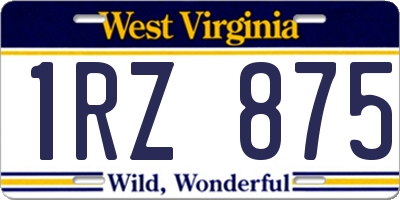 WV license plate 1RZ875