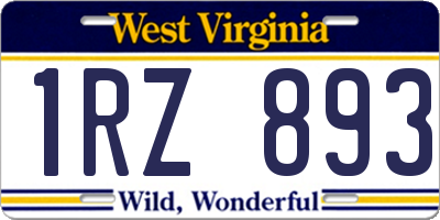 WV license plate 1RZ893