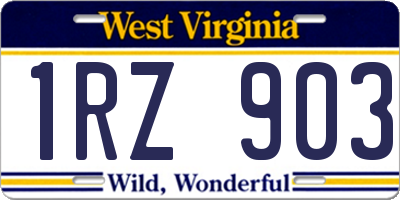 WV license plate 1RZ903