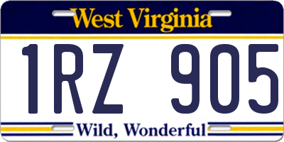 WV license plate 1RZ905
