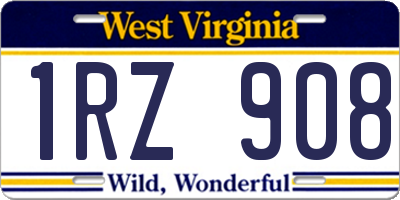 WV license plate 1RZ908