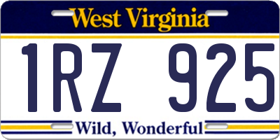 WV license plate 1RZ925