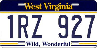 WV license plate 1RZ927