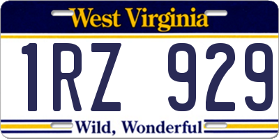 WV license plate 1RZ929