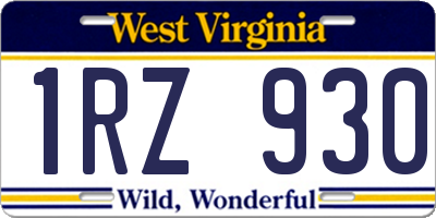 WV license plate 1RZ930