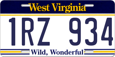 WV license plate 1RZ934