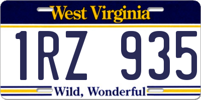 WV license plate 1RZ935