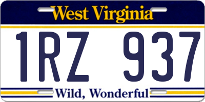 WV license plate 1RZ937