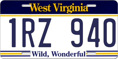 WV license plate 1RZ940