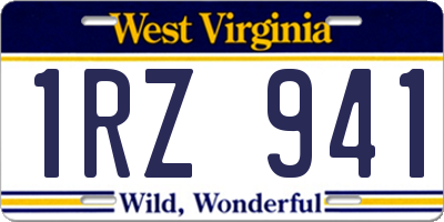 WV license plate 1RZ941