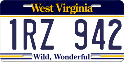 WV license plate 1RZ942