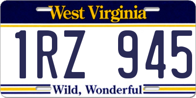 WV license plate 1RZ945